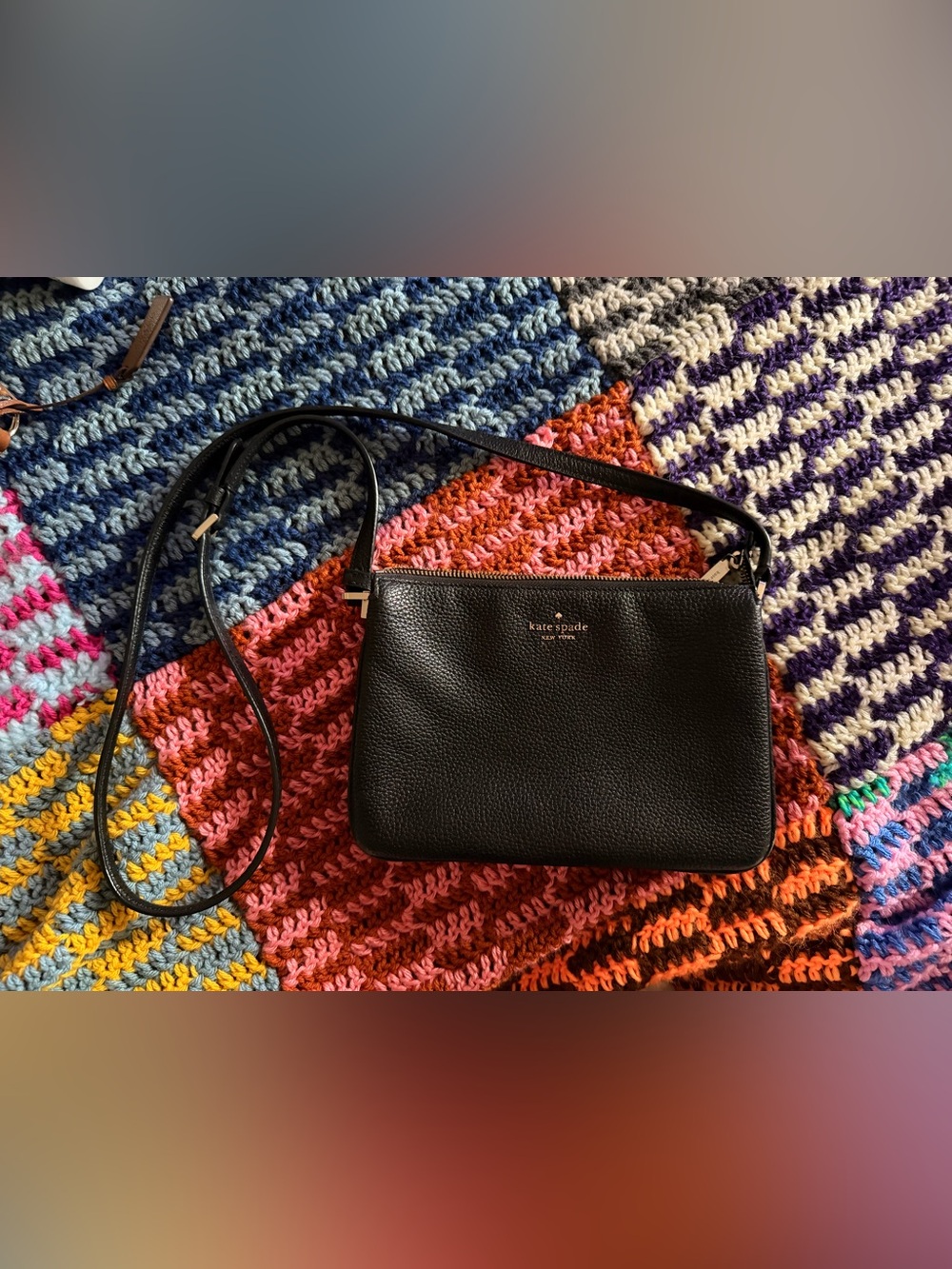 kate spade Black Pebbled Leather Double-Pouch Crossbody